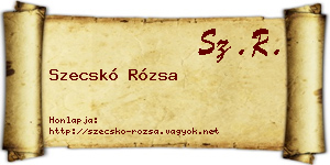 Szecskó Rózsa névjegykártya